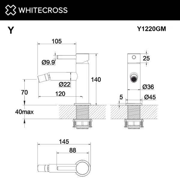 Смеситель для биде WHITECROSS Y Y1220GM графит