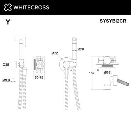 Внешняя часть гигиенического душа WHITECROSS Y 2-SYSYBI2CR хром