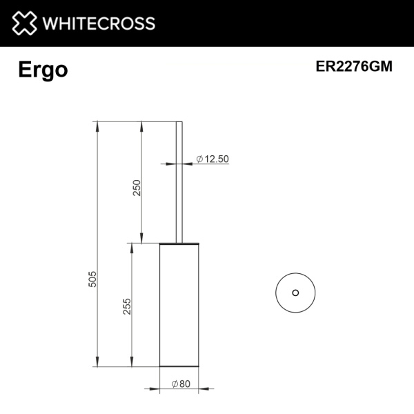 Ершик для унитаза WHITECROSS Ergo ER2276GM графит