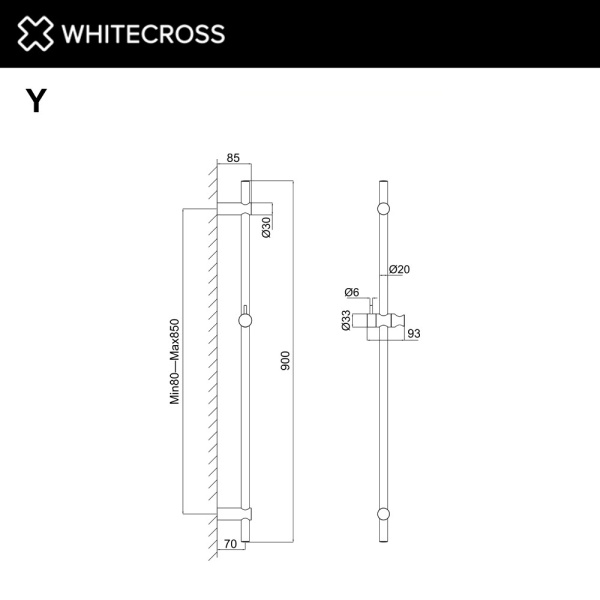 Душевая штанга WHITECROSS Y Y1020GM графит