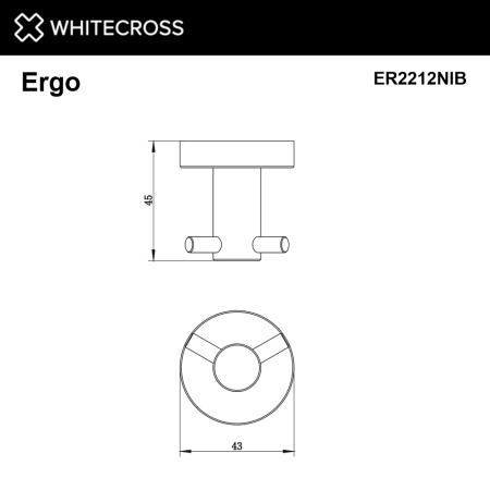 Крючок двойной WHITECROSS Ergo ER2212NIB никель брашированный