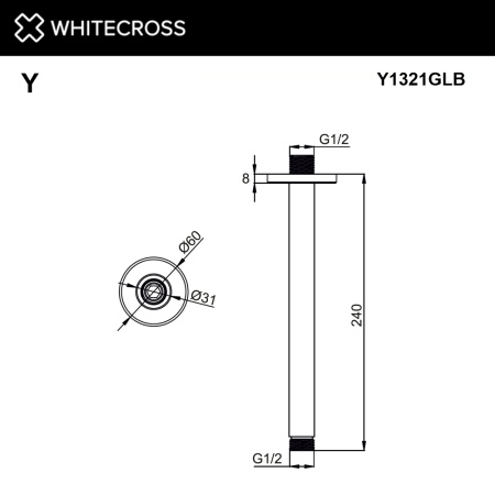 Кронштейн потолочный WHITECROSS Y Y1321GLB золото брашированное