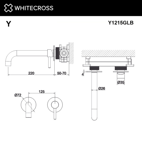 Смеситель для раковины WHITECROSS Y Y1215GLB золото брашированное