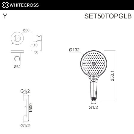 Душевой гарнитур WHITECROSS SET50TOPGLB золото брашированное