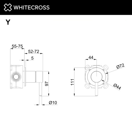Смеситель встраиваемый для ванны и душа WHITECROSS Y Y1241NIB никель брашированный