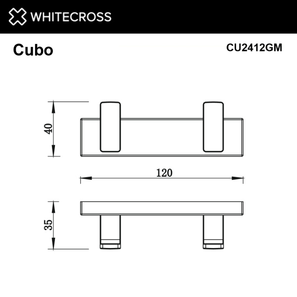 Крючок двойной WHITECROSS Cubo CU2412GM графит