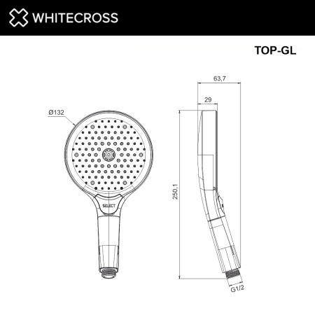 Душевая лейка WHITECROSS TOP-GL золото гленцевое