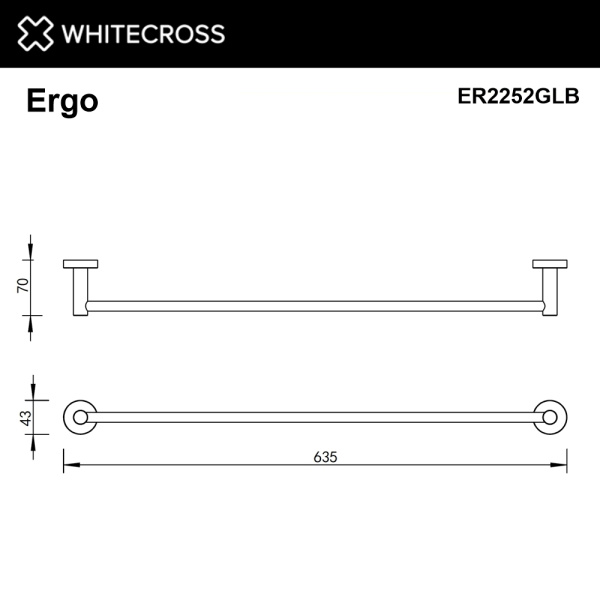 Полотенцедержатель WHITECROSS Ergo ER2252GLB золото брашированное