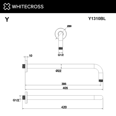 Кронштейн настенный WHITECROSS Y Y1310BL черный матовый