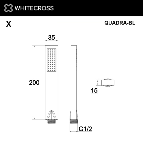 Душевая лейка WHITECROSS QUADRA-BL черный матовый