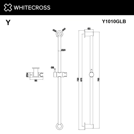 Душевая штанга WHITECROSS Y Y1010GLB золото брашированное