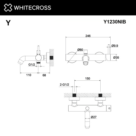 Смеситель для ванны и душа WHITECROSS Y Y1230NIB никель брашированный