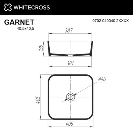 Раковина накладная WHITECROSS Garnet 0702.040040.2XXXX 40.5х40.5 искусственный камень RAL матовый