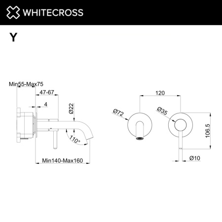 Встраиваемый смеситель WHITECROSS Y Y1226GM графит