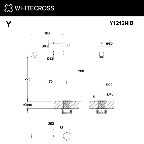 Смеситель для раковины L WHITECROSS Y Y1212NIB никель брашированный