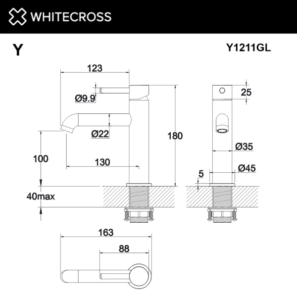 Смеситель для раковины M WHITECROSS Y Y1211GL золото гленцевое