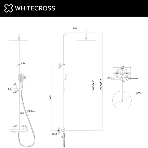 Душевая стойка WHITECROSS Y Y1244TOPNIB никель брашированный