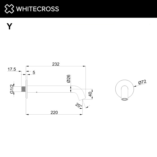 Излив WHITECROSS Y Y1202GLB золото брашированное