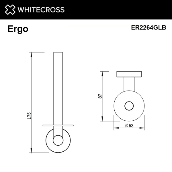 Держатель для запасного рулона туалетной бумаги WHITECROSS Ergo ER2264GLB золото брашированное