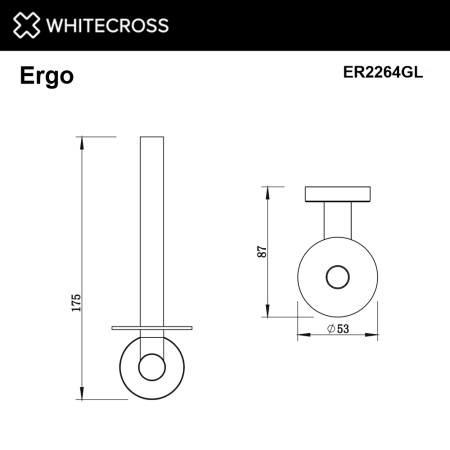 Держатель для запасного рулона туалетной бумаги WHITECROSS Ergo ER2264GL золото гленцевое