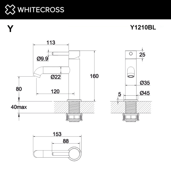 Смеситель для раковины S WHITECROSS Y Y1210BL черный матовый