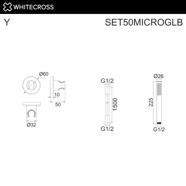 Душевой гарнитур WHITECROSS SET50MICROGLB золото брашированное