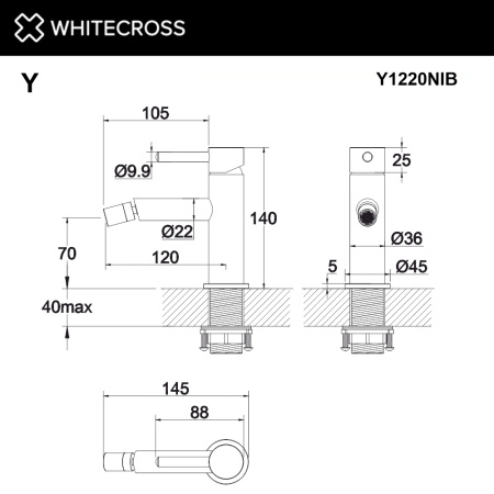 Смеситель для биде WHITECROSS Y Y1220NIB никель брашированный