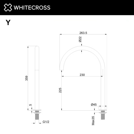 Излив отдельностоящий WHITECROSS Y Y1203AT антрацит