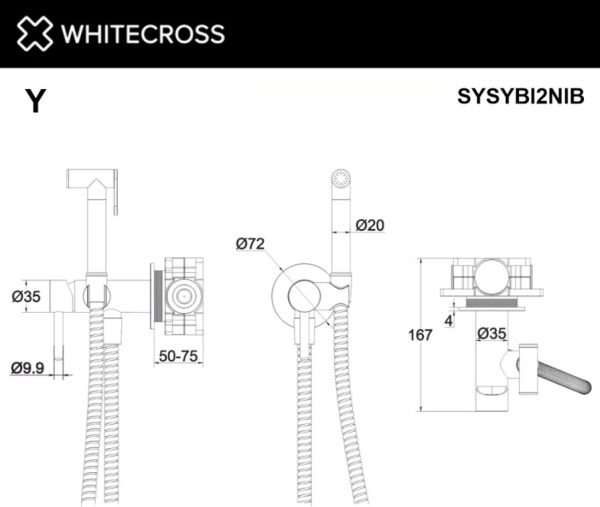 Гигиенический душ WHITECROSS Y SYSYBI2CPB С ВНУТРЕННЕЙ ЧАСТЬЮ медь брашированная