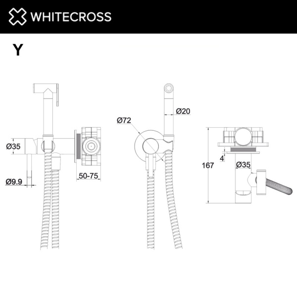 Внешняя часть гигиенического душа WHITECROSS Y 2-SYSYBI2BL черный матовый
