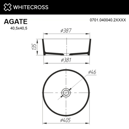 Раковина накладная WHITECROSS Agate 0701.040040.2XXXX D=40.5 искусственный камень RAL матовый