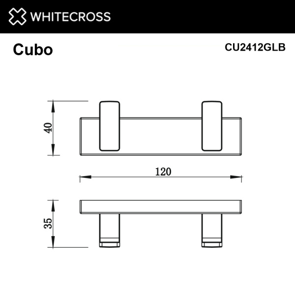 Крючок двойной WHITECROSS Cubo CU2412GLB золото брашированное