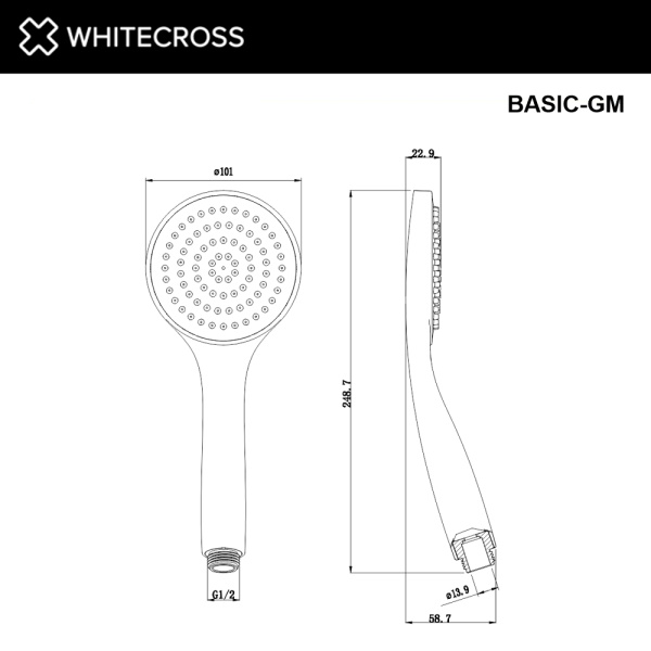 Душевая лейка WHITECROSS BASIC-GM графит