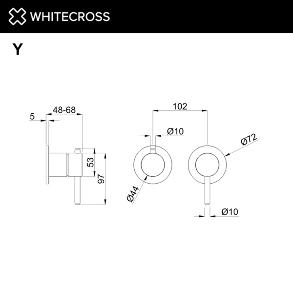 Внешняя часть встраиваемого смесителя WHITECROSS Y 2-Y1242GLB золото брашированное