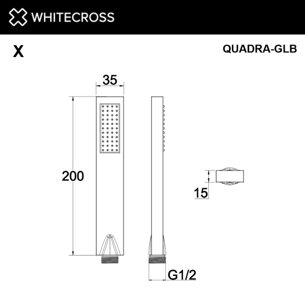 Душевая лейка WHITECROSS QUADRA-GLB золото брашированное