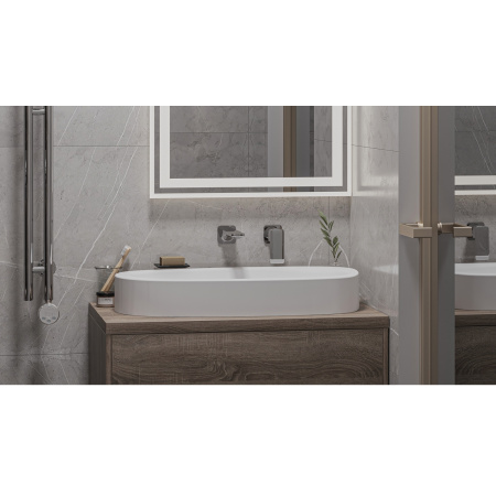 Раковина накладная WHITECROSS Moonstone E 0731.070035.200 70х35 искусственный камень белый матовый
