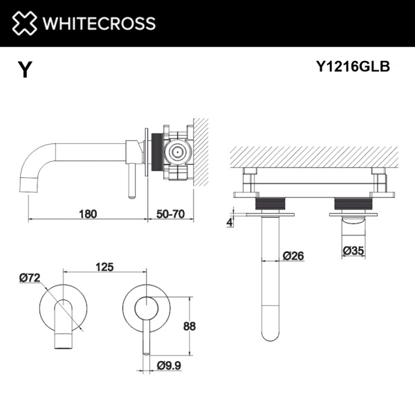 Смеситель для раковины WHITECROSS Y Y1216GLB золото брашированное