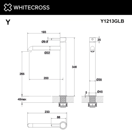 Смеситель для раковины XL WHITECROSS Y Y1213GLB золото брашированное