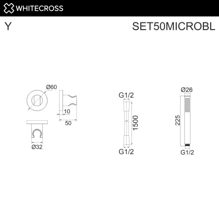 Душевой гарнитур WHITECROSS SET50MICROBL черный матовый