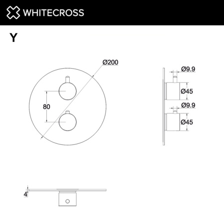 Внешняя часть встраиваемого термостатического смесителя WHITECROSS Y 2-Y1236NIB никель брашированный