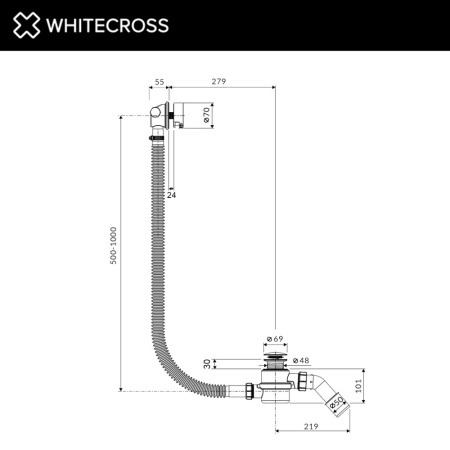 Слив-перелив WHITECROSS Fill D1102GL золото гленцевое