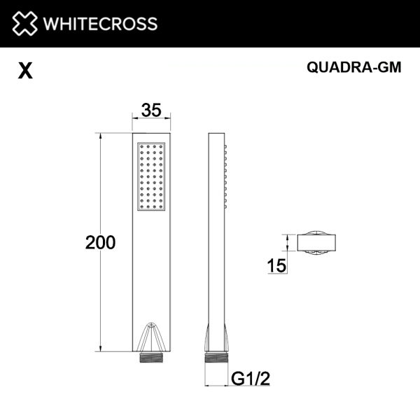 Душевая лейка WHITECROSS QUADRA-GM графит