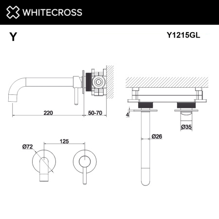 Смеситель для раковины WHITECROSS Y Y1215GL золото гленцевое