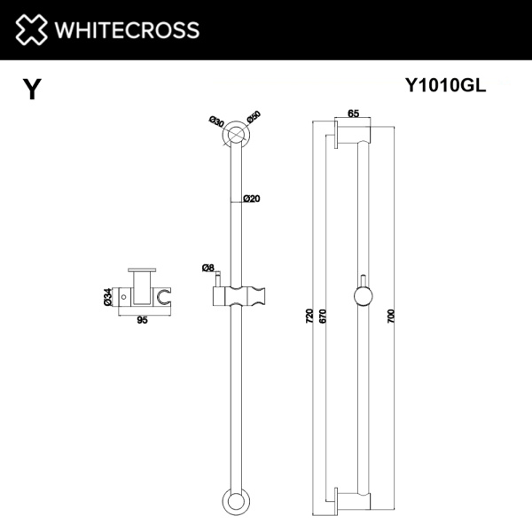 Душевая штанга WHITECROSS Y Y1010GL золото гленцевое