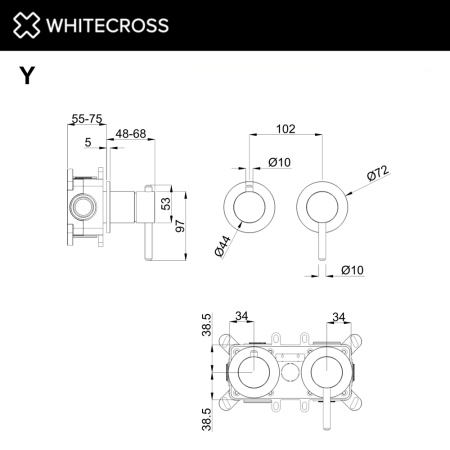 Смеситель встраиваемый для ванны и душа WHITECROSS Y Y1242GM графит