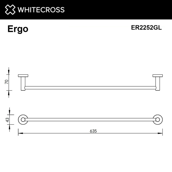 Полотенцедержатель WHITECROSS Ergo ER2252GL золото гленцевое